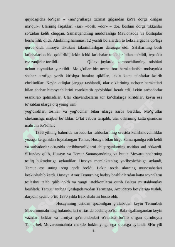 Amir Temur hukumronligi davrida harbiy sa'natning o'rni 8