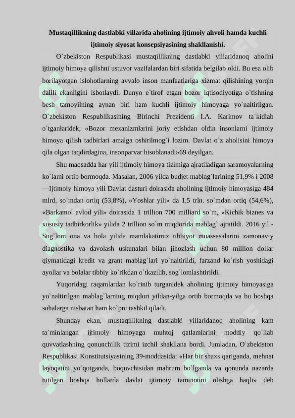 Iqtisodiy barqarorlikning ta`minlanishi. Kuchli ijtimoiy siyosat 2