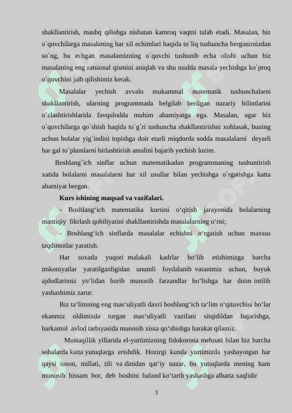 O`quvchilarda masala yechish uquvini shakllantirish. 3