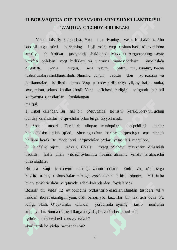 Vaqt o’lchovlarini o’rganishda ko’rgazmali qurollardan foydalanish uslubi 4