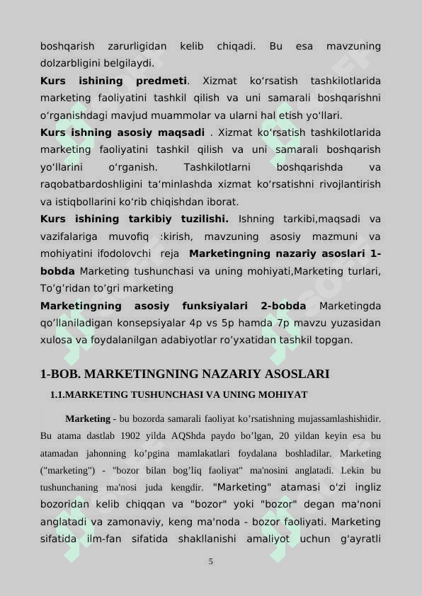 MARKETING VA MENEJMENT KAFEDRASI 5