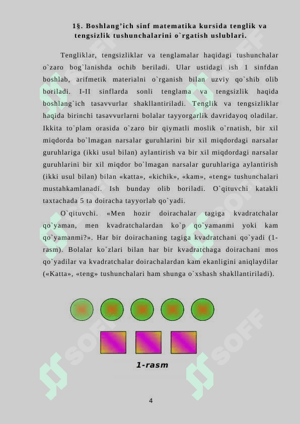 BOSHLANG`ICH SINFLARDA TЕNGLIK, TЕNGSIZLIK VA TЕNGLAMALARNI O`RGATISH 4