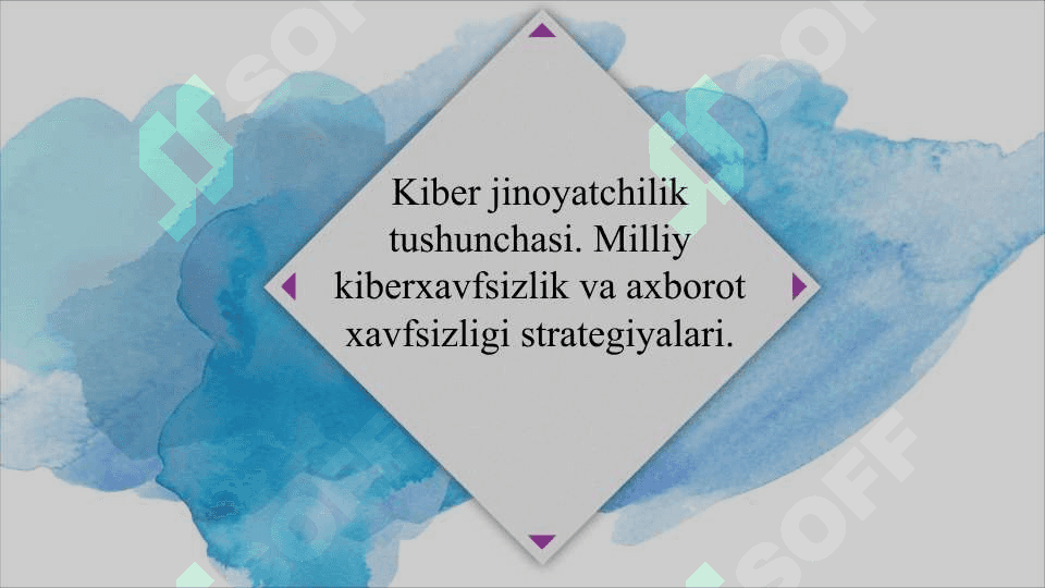 Kiber jinoyatchilik tushunchasi. Milliykiberxavfsizlik va axborot xavfsizligi strategiyalari. 2