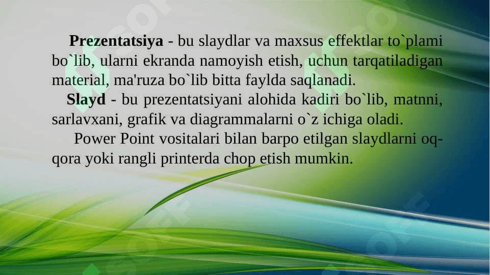 Taqdimot yaratishning zamonaviy vositalari va ta’lim jarayonida qo‘llanilishi. 5