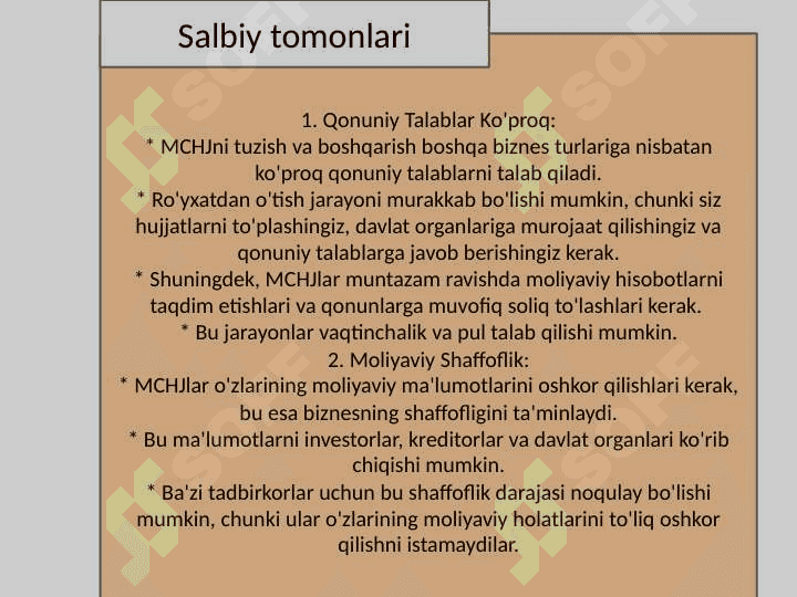 Biznes turlari. Ijobiy va salbiy tomonlari 6