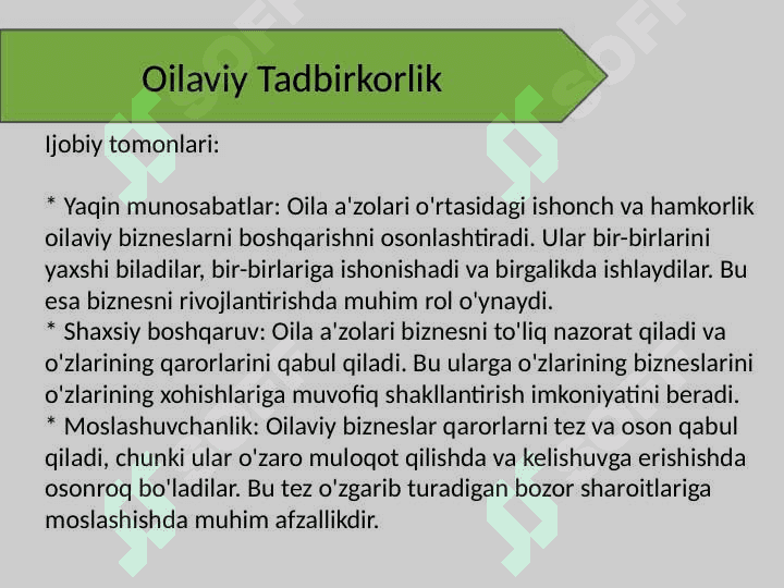 Biznes turlari. Ijobiy va salbiy tomonlari 8