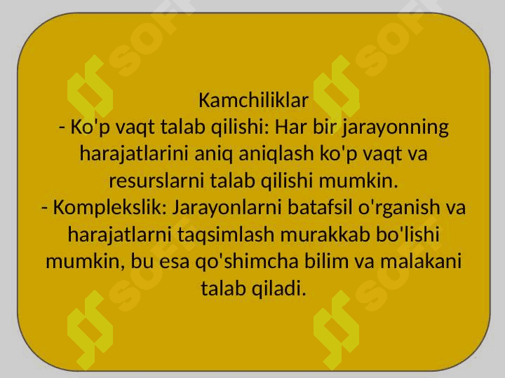 Jarayonli kalkulatsiya qilish usuli 7