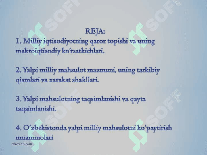 Milliy iqtisodiyotning qaror topishi va uning makroiqtisodiy ko’rsatkichlari 2