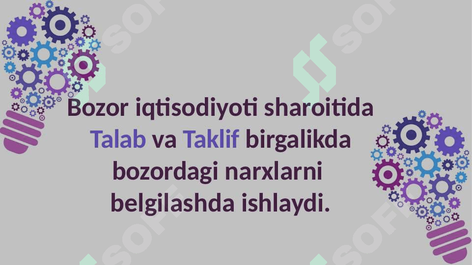 Talab va taklif  nazariyasi. Bozor muvozanati 2
