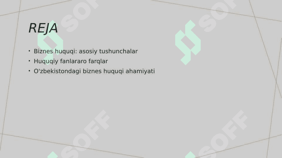 Biznes huquqining boshqa huquqiy fanlardan farqi 2