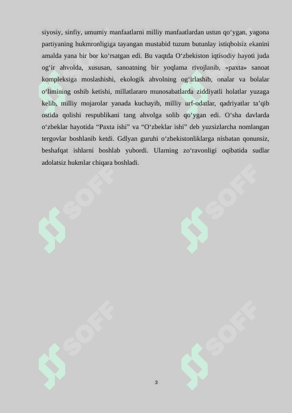 Sovet davrida respublika sanoati taraqqiyotining bir tomonlama rivojlanishi xususiyati 3