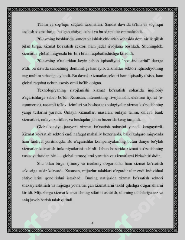 Xizmat ko'rsatishning jahon bozori 4