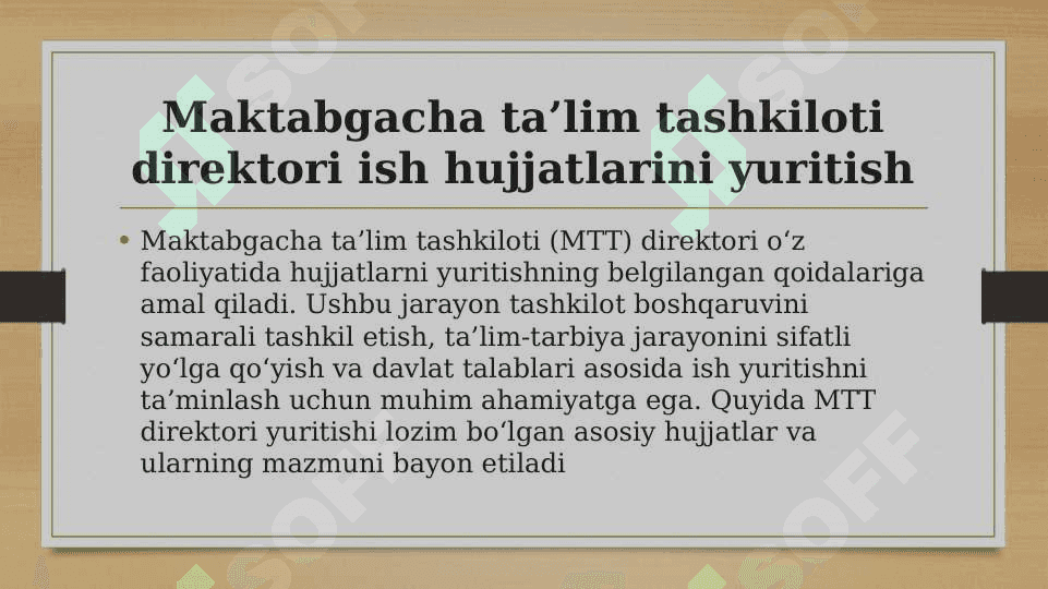 Maktabgacha taʼlim tashkiloti direktori ish xujjatlarini yuritish 2