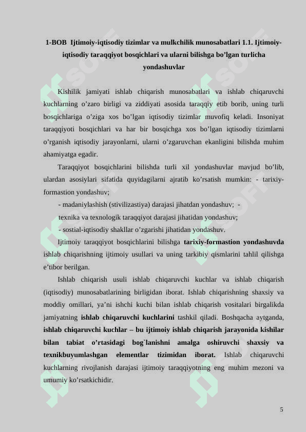 IJTIMOIY - IQTISODIY TIZIMLAR  ULARNING TARKIBI VA ANDOZALAR KURS ISHI 5