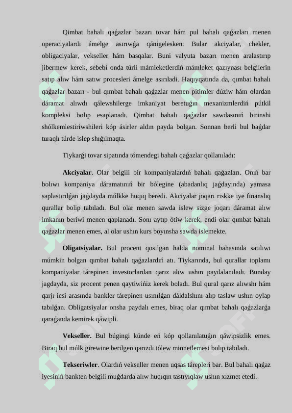 Qimbatli qag’azlar sawdasi 2
