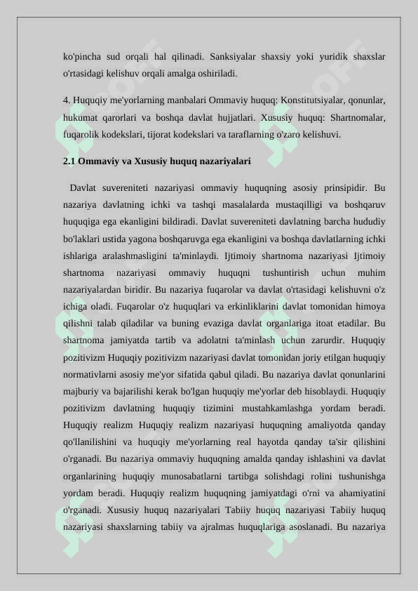 Ommaviy va xususiy huquqni farqlash va nazariyalar 7