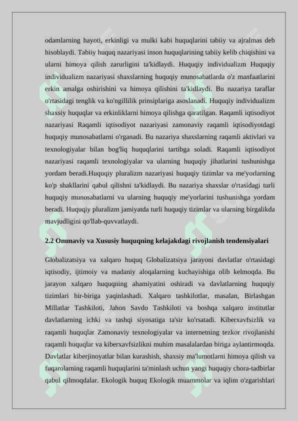 Ommaviy va xususiy huquqni farqlash va nazariyalar 8