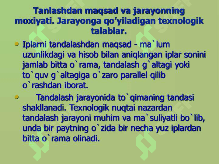 Tandalashdan maqsad va jarayonning moxiyati. 2