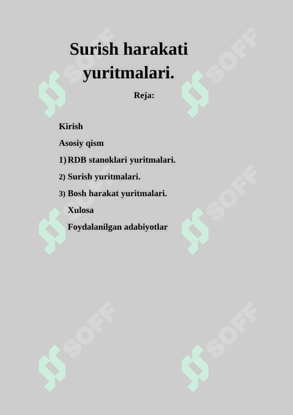 Surish harakati yuritmalari. 2