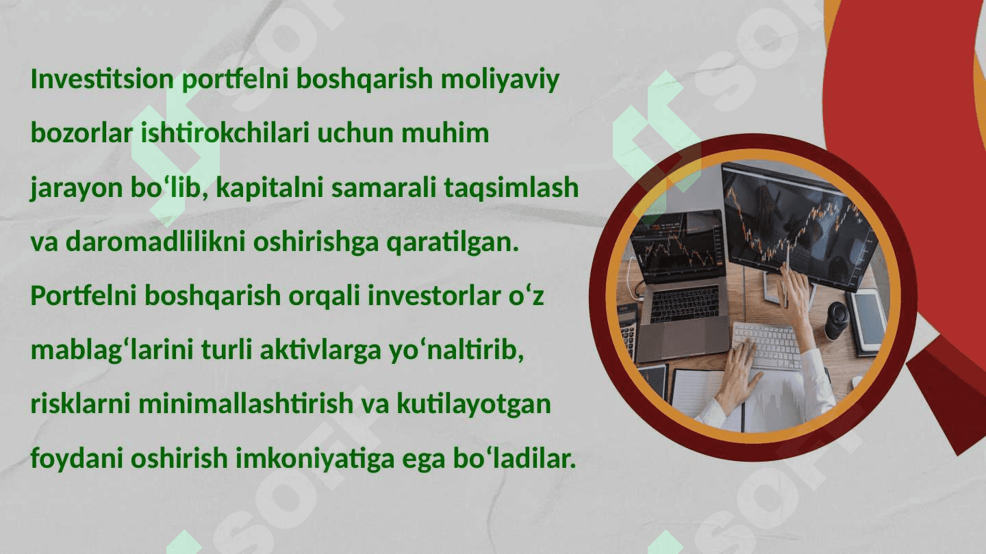 Investitsion portfelni  boshqarishning maqsadi va vazifalari 2