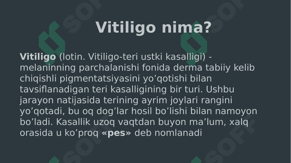 VITILIGO VA UNING ZAMONAVIY DAVOLASH USULLARI 2