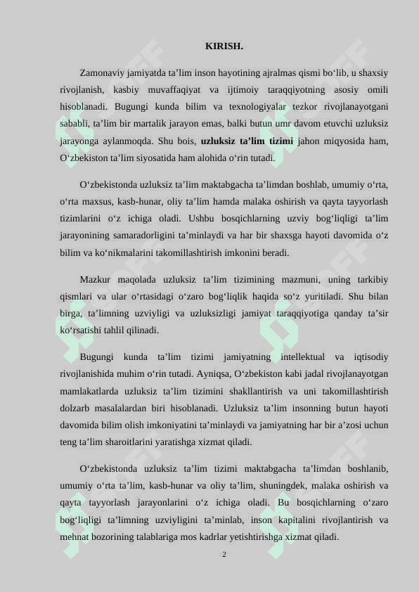 Uzluksiz ta`lim tizi ular o`rtasidagi bog`liqlik 2