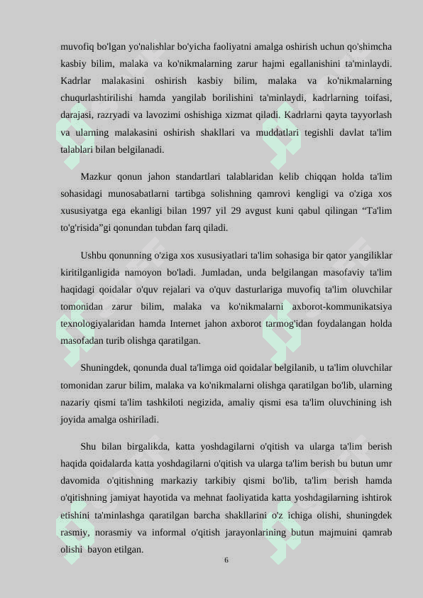Uzluksiz ta`lim tizi ular o`rtasidagi bog`liqlik 6