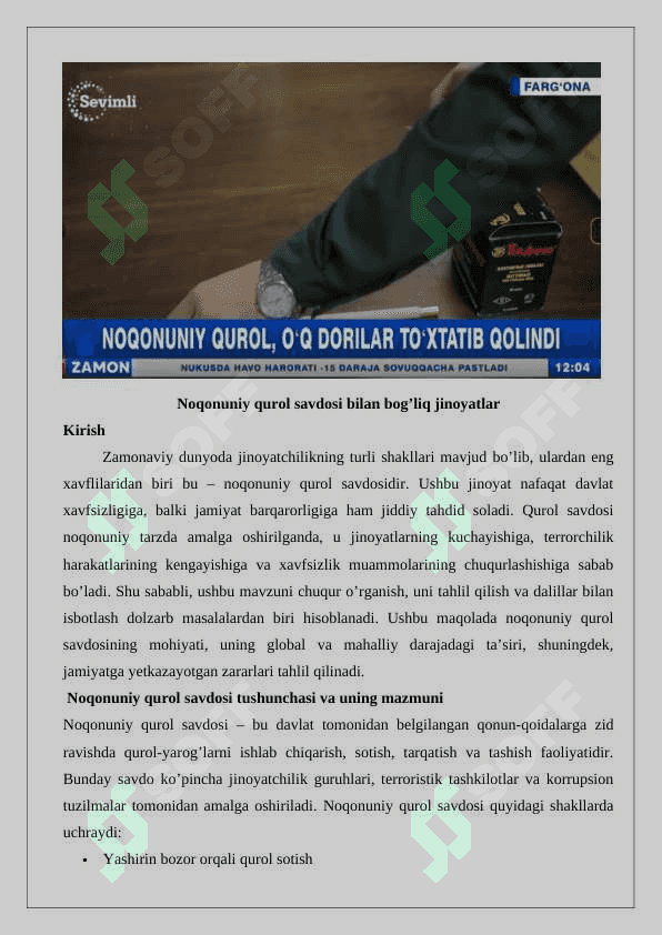 Noqonuniy qurol savdosi bilan bog'liq jinoyatlar 2