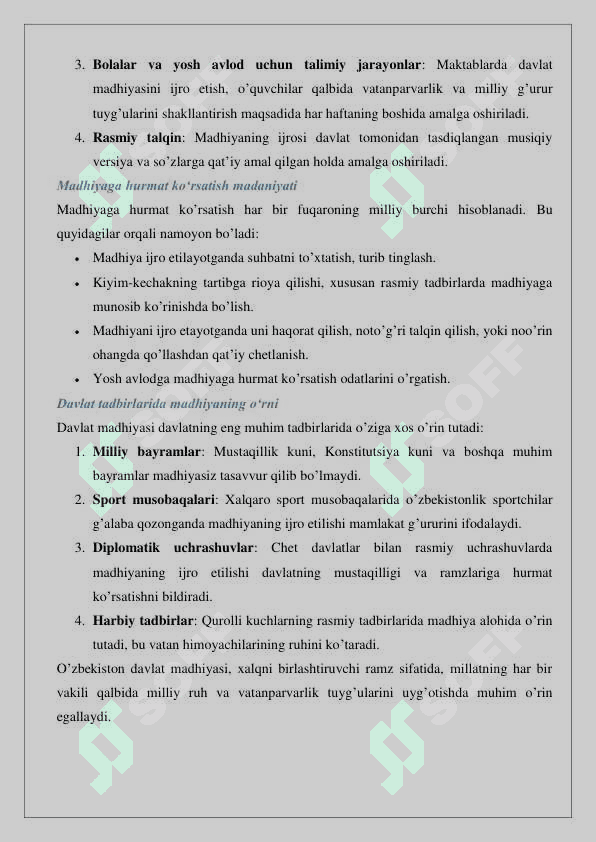 O’zbekiston Respublikasining davlat madhiyasi 5