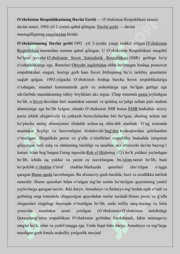 O’zbekiston Respublikasining davlat gerbi 5
