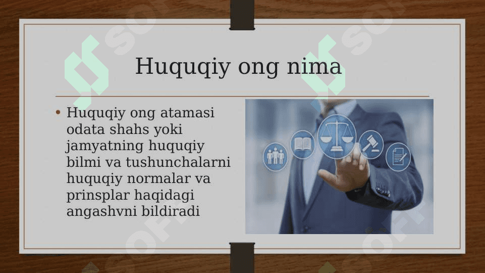Huquqiy ongning huquqshunos metodologiyasidagi o’rni 2