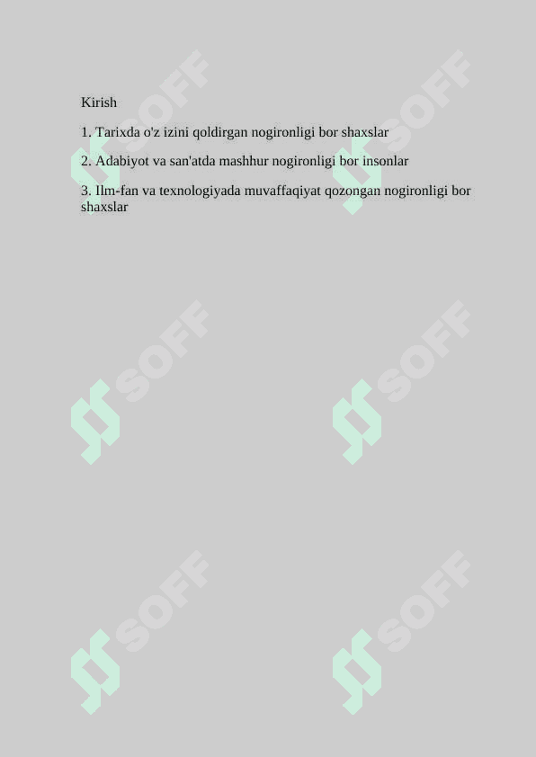 Nogironligi bor taniqli insonlar Mustaqil ish 2