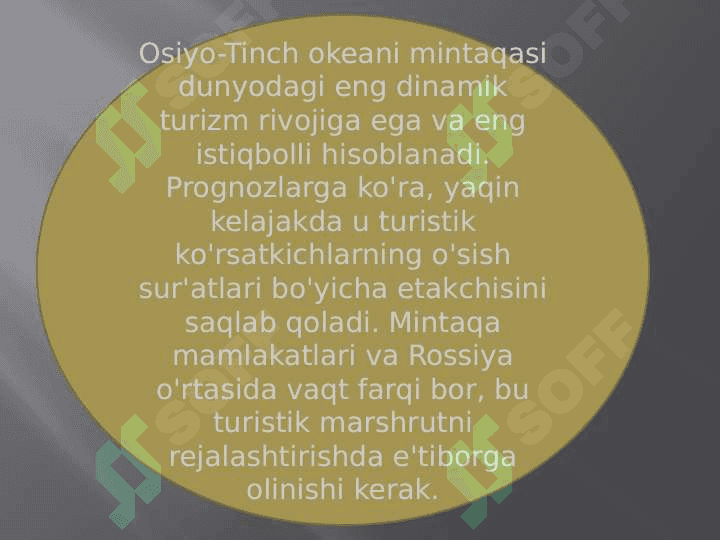 Mavzu Osiyo-Tinch okeani mintaqasining rekreatsion makro mintaqasi. 4