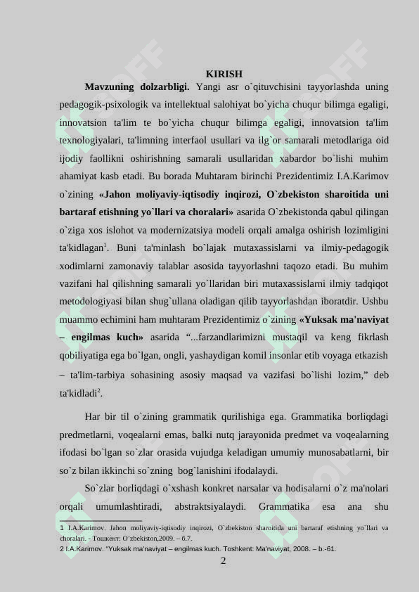 Grammatik tushunchalarning mohiyati. Ularni o`zlashtirishdagi jarayonlar va qiyinchiliklar 2