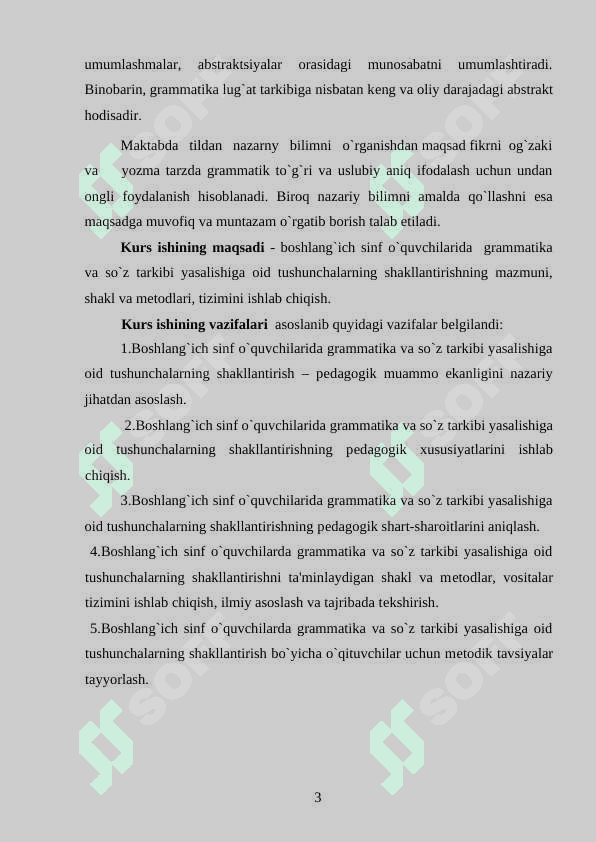 Grammatik tushunchalarning mohiyati. Ularni o`zlashtirishdagi jarayonlar va qiyinchiliklar 3
