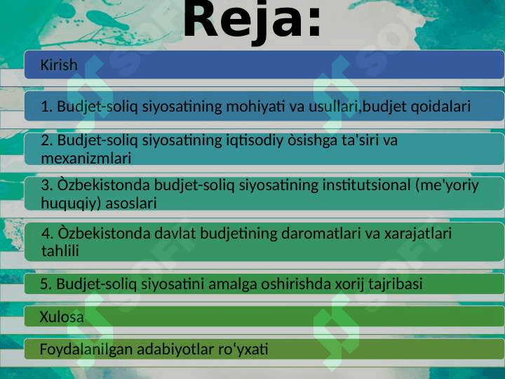 O‘zbekistonda byudjet soliq siyosati 2