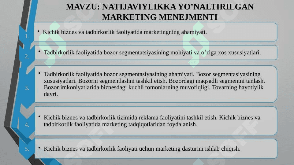 NATIJAVIYLIKKA YO‘NALTIRILGAN MARKETING MENEJMENTI 2