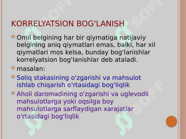 O‘zaro bog‘lanishlarni statistikada o‘rganish 6