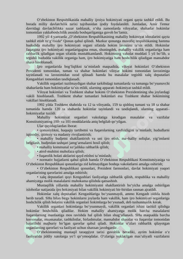 O‘ZBEKISTONDA DEMOKRATIK, FUQAROLIK JAMIYATI ASOSLARINING SHAKLLANISHI, AMALGA OSHIRILGAN SIYOSIY ISLOHOTLAR 4