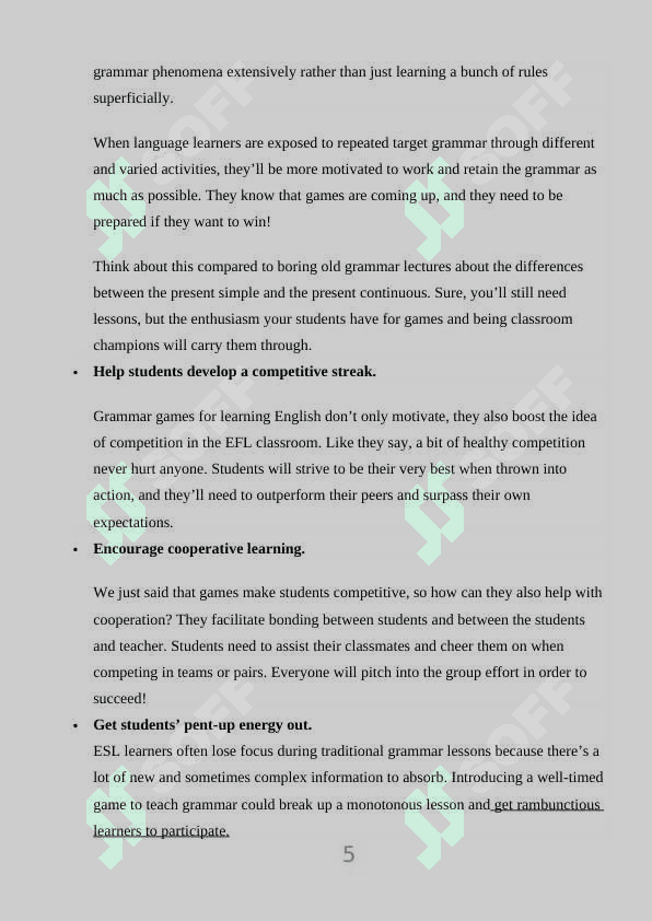 TEACHING GRAMMAR WITH GAMES IN THE EFL CLASSROOM 5
