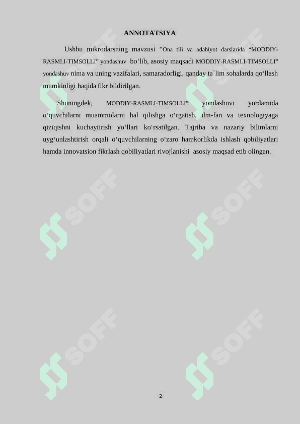 “MODDIY-RASMLI-TIMSOLLI” yondashuv 2