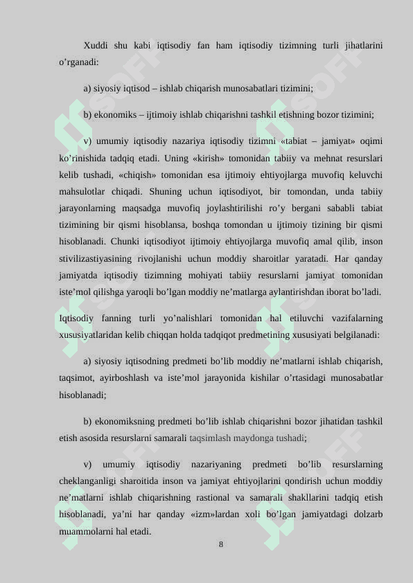 Iqtisodiyot nazariyasi barcha iqtisod fanlarining nazariy 8