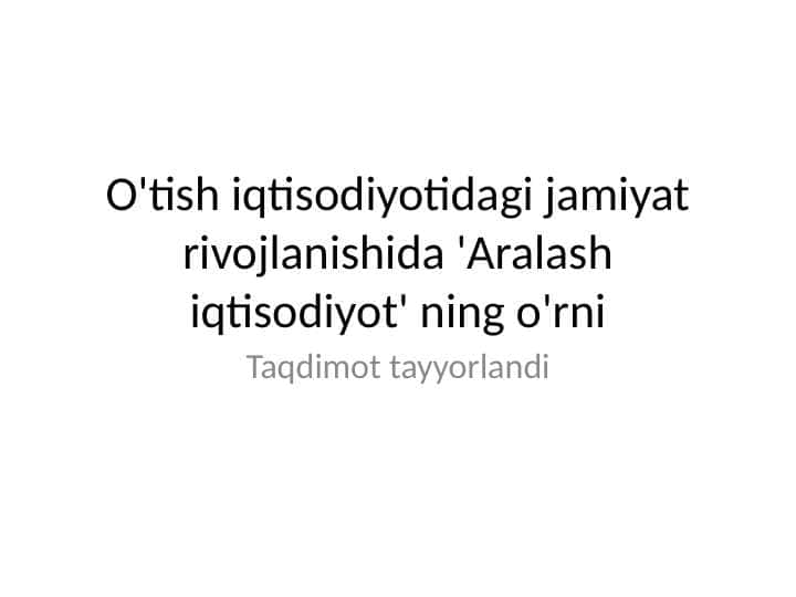 Aralash iqtisodiyot 1