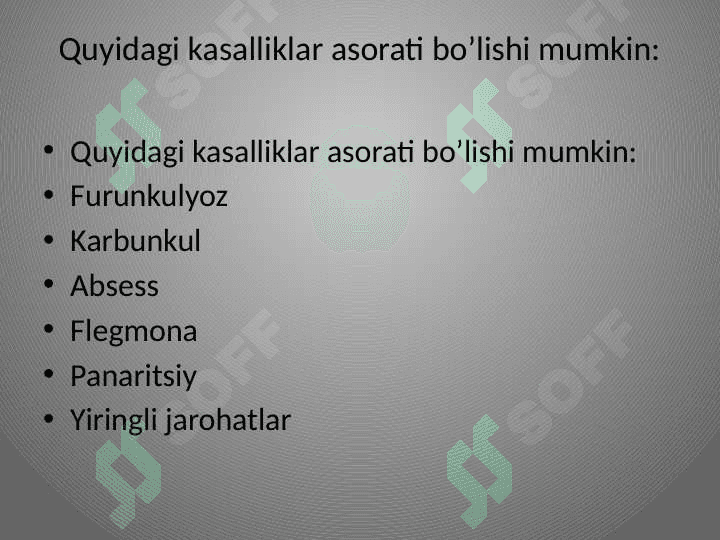 Limfa tugunlari, kon va limfa tomirlari yiringili yallig‘lanish xastaliklari: limfadenit, limfangit, tromboflebit 6