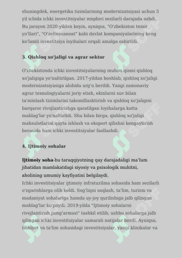 O’ZBEKISTONNING  ICHKI       INVESTITSIYALARI 4