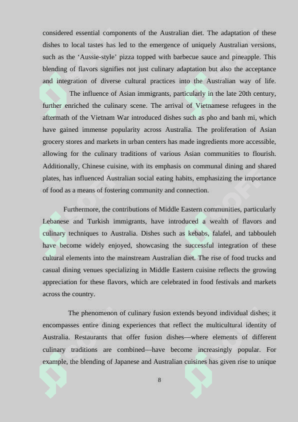 Exploring how waves of immigration have influenced Austalia`s food 8