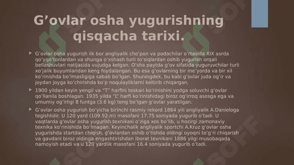 G’ovlar osha yugurish texnikasi asoslari 3