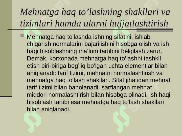 Ishchi haqi shakllari. Ish haqi sistemalari 2