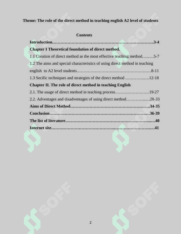 The role of the direct method in teaching english A2 level of students 2