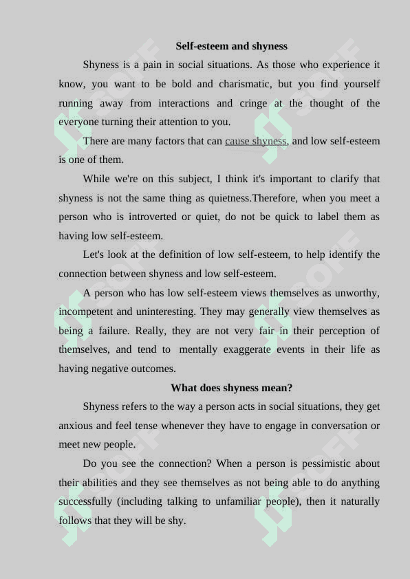 Self-esteem and shyness 2